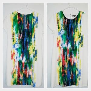 Vince Camuto Shift Dress Abstract Paint Lined 6